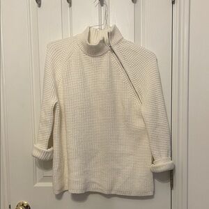 Taylor Cream Turtleneck/zipperneck zipper accent Sweater